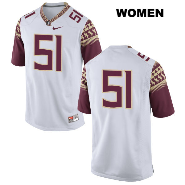 Women's NCAA Nike Florida State Seminoles #51 Baveon Johnson College No Name White Stitched Authentic Football Jersey KRY1869PT